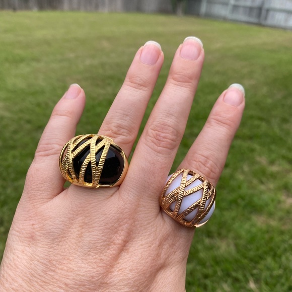 2 Deco style enamel rings - Picture 2 of 3